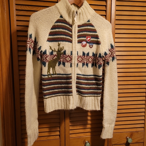 Razzle Dazzle Vtg Style Zip-Up Knitted Sweater - Picture 1 of 7